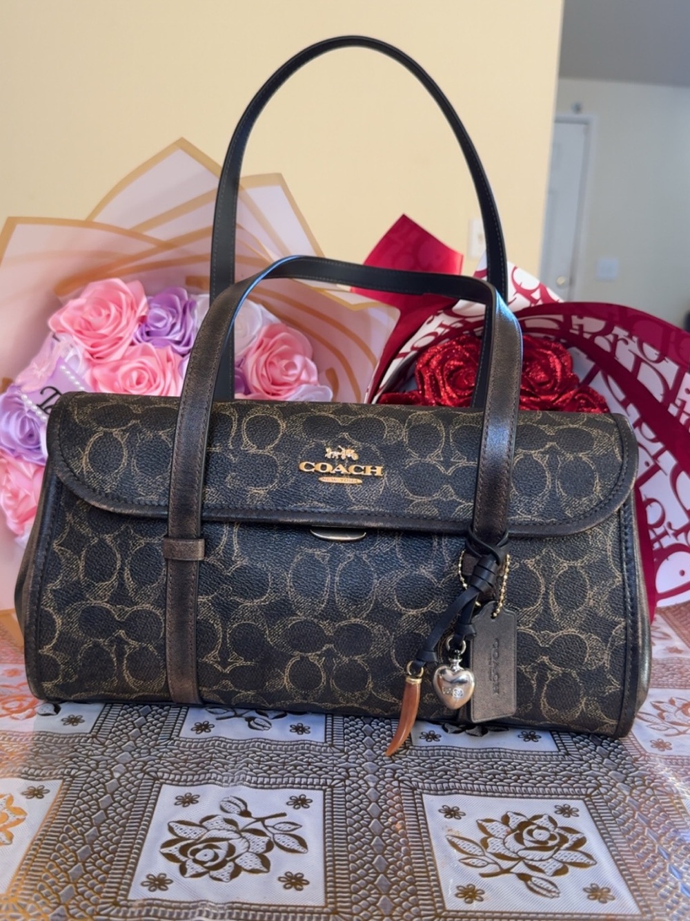Bridget Flap Shoulder Bag in Loved Signature canvas